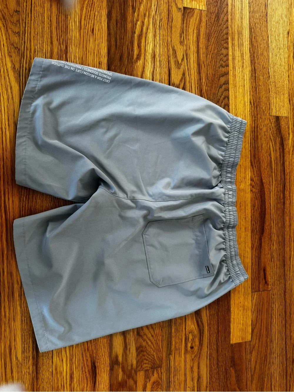 Hurley Light Gray Elastic Waist Swim Shorts with White Drawstring